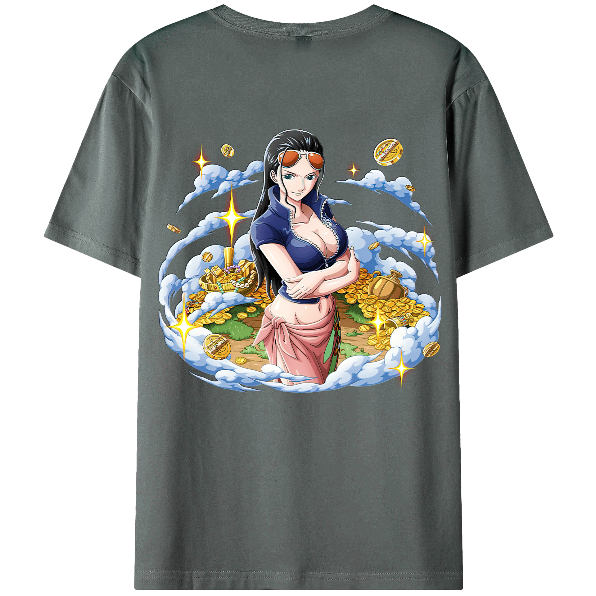 ワンピース ニコ・ロビン ONE PIECE Nico Robin 綿100％ メンズ半袖Tシャツ（バックプリント） 通気性